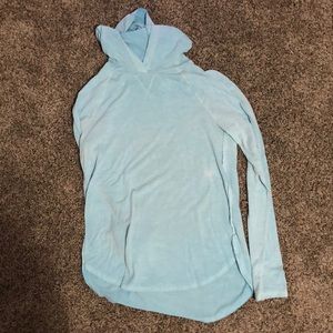 Light weight, hooded sweatshirt.